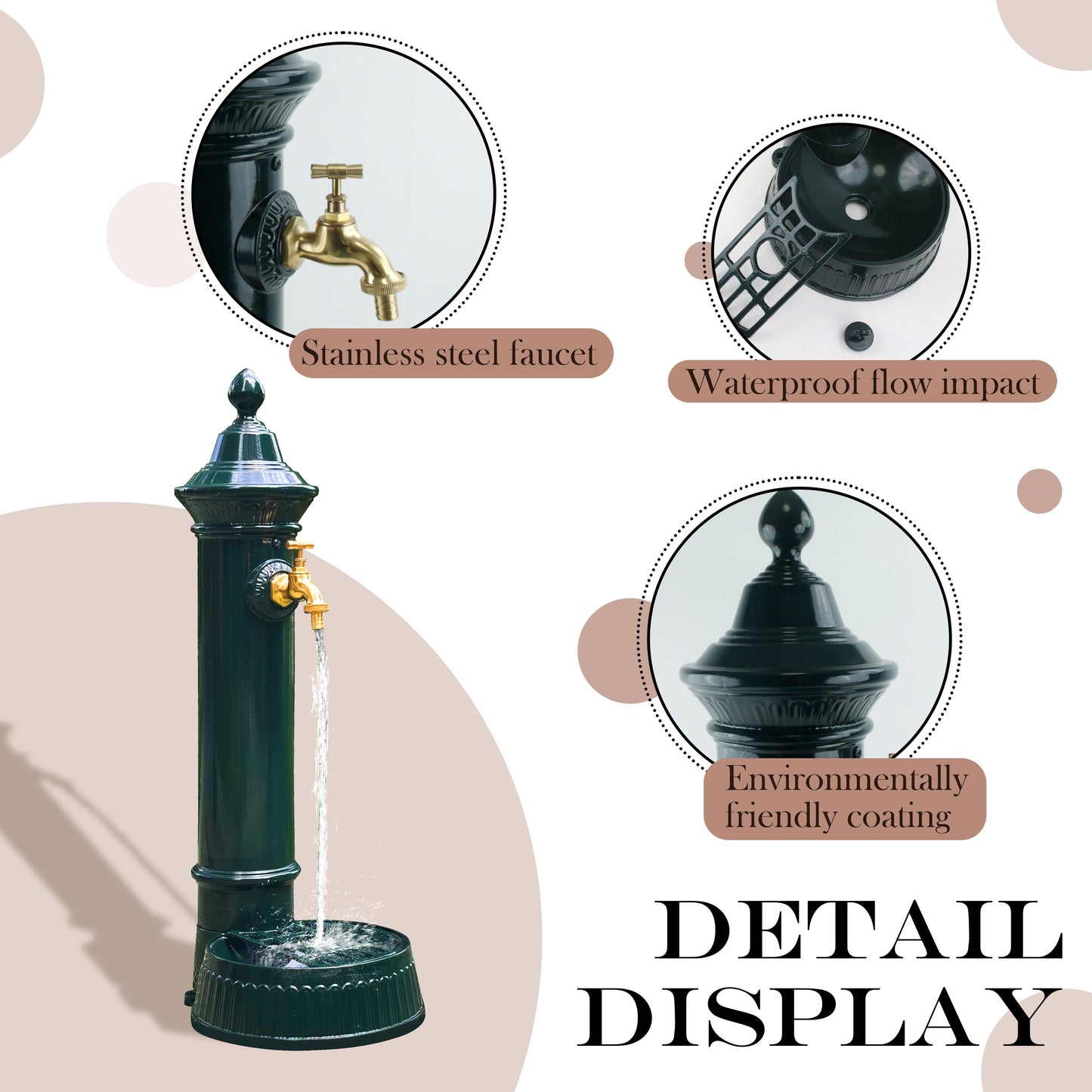 Linton Cast Iron Outdoor Water Column with Faucet, Freestanding Floor Mounted Hydrant Water Tap, Garden Hydrant With Faucet Retro Water Column for Garden Farm Pasture Backyard Irrigation Washing