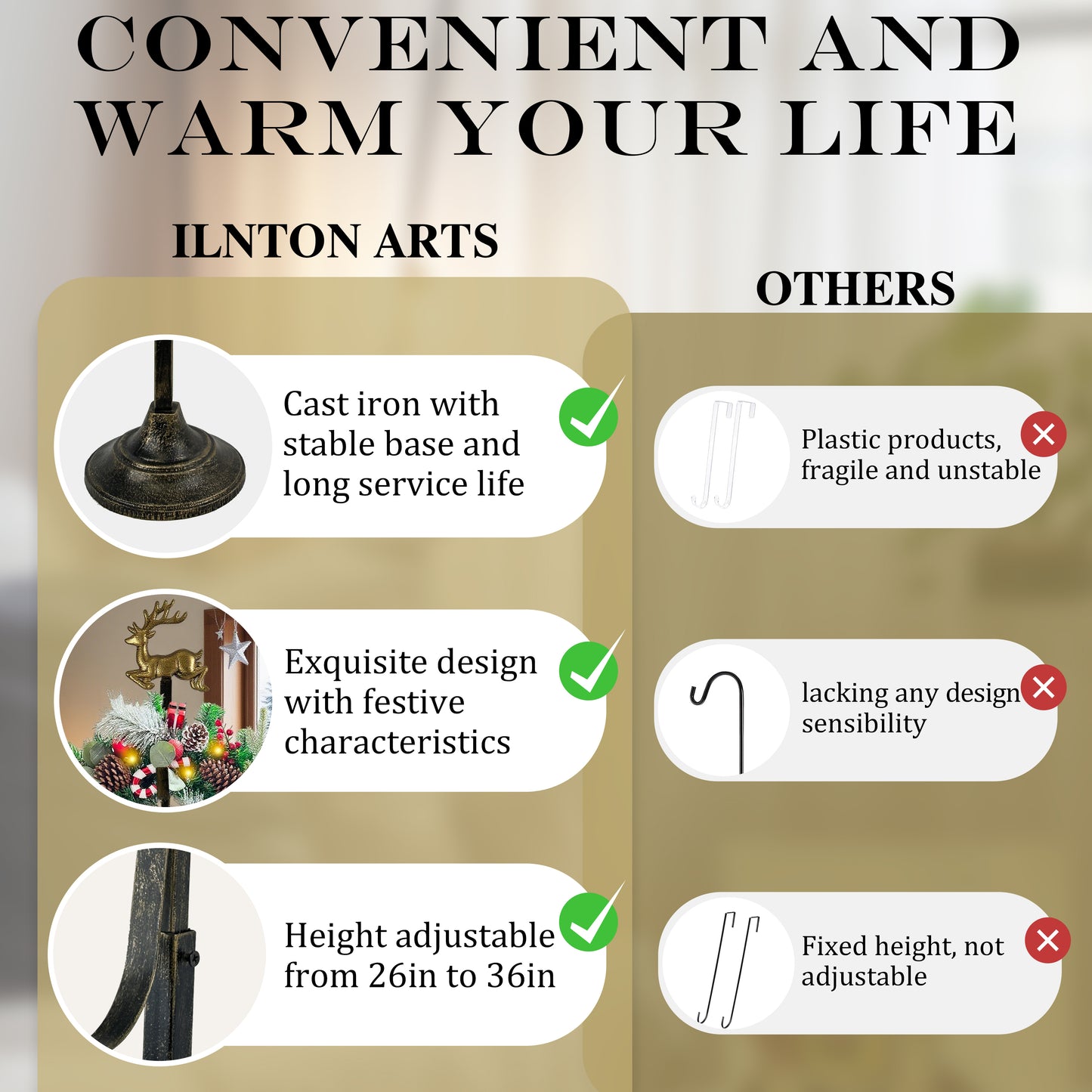 Front Door Wreath Hanger & Display Hook
Wreath Stands for Display, Hats & Ornaments
Christmas Holiday Doorway Decor