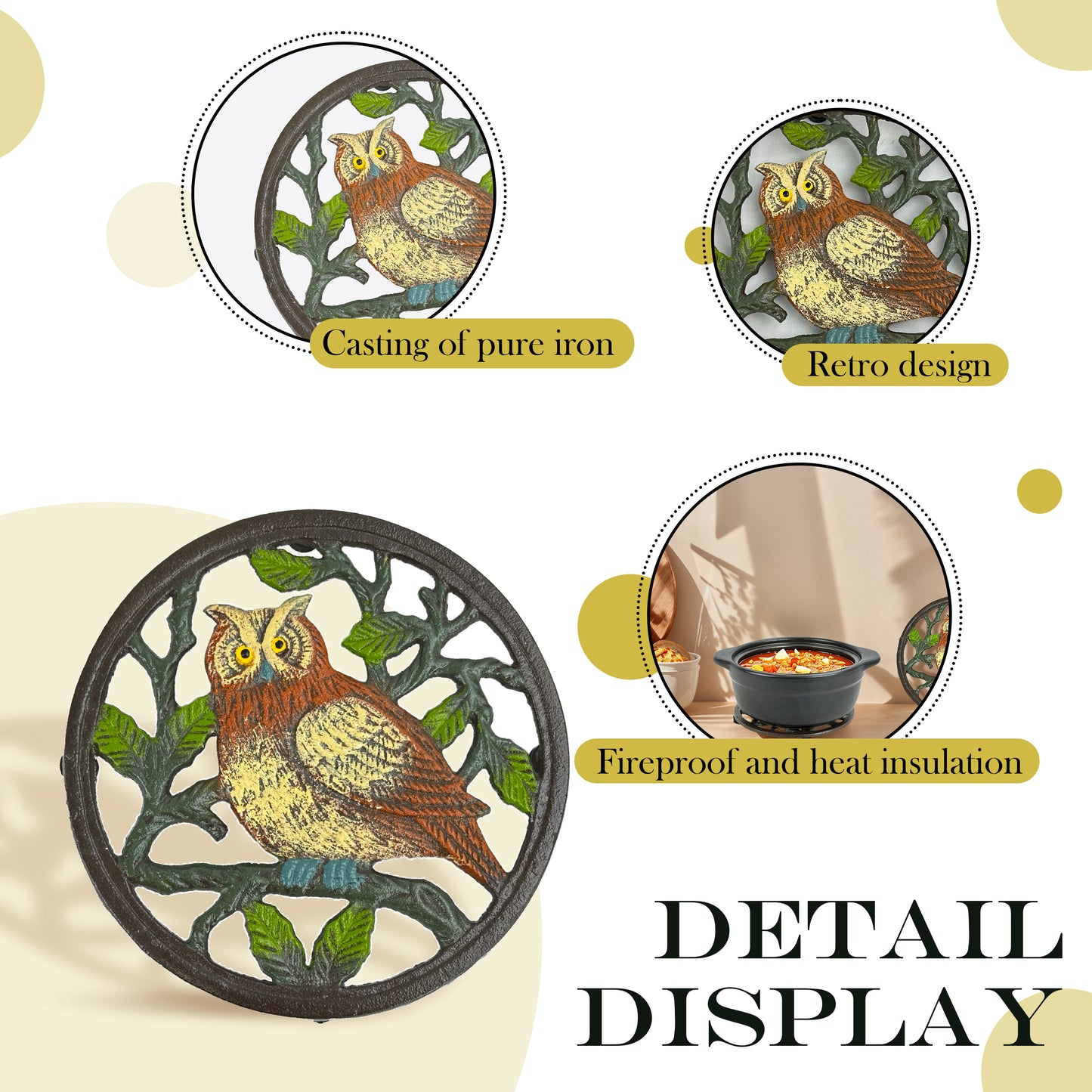 owl gift,
owl kitchen decor,
heat resistant trivet,