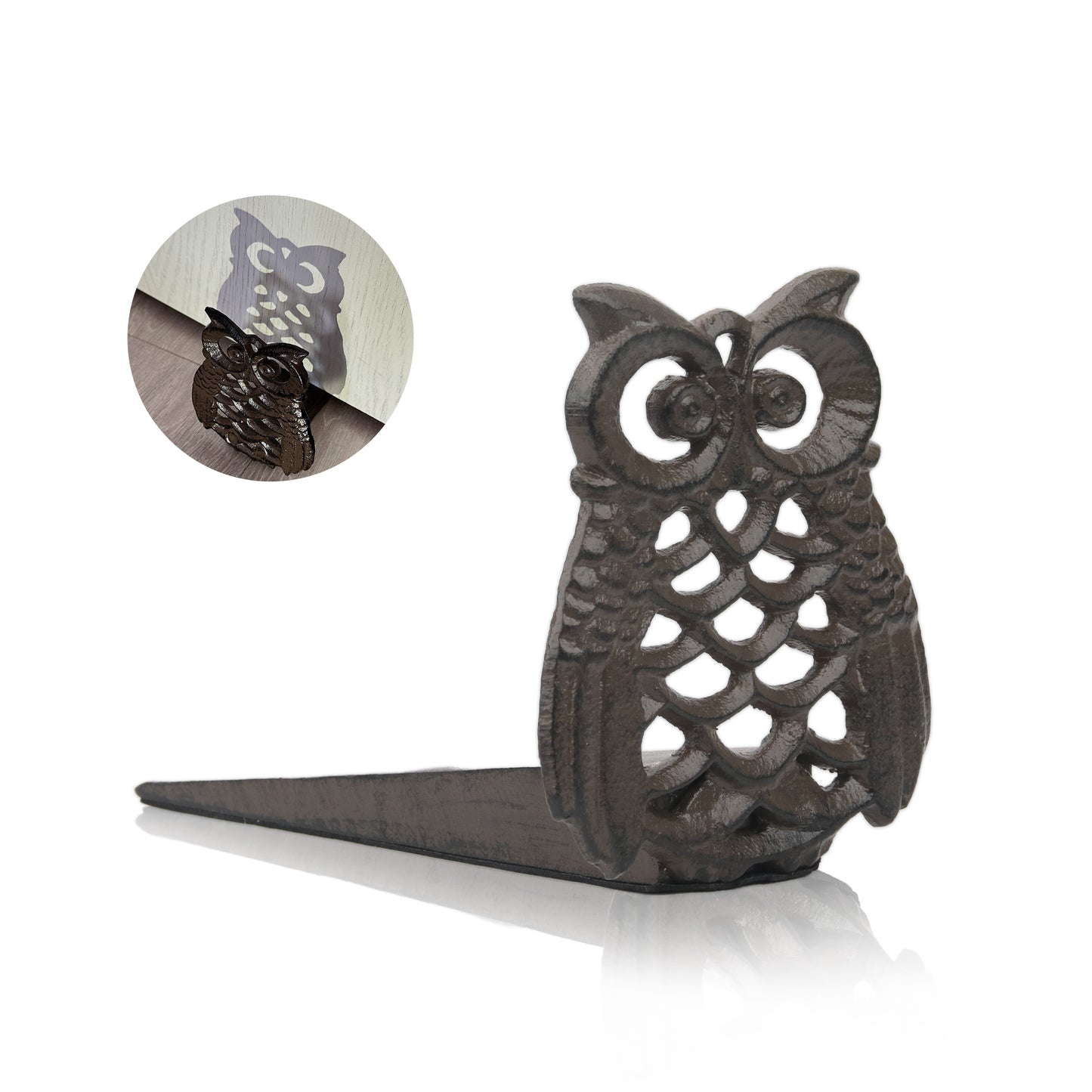 Linton-Cute Owl Iron Door Stop - Heavy Duty Door Stop, Fun Door Stoppers & Functional with Anti-Slip Base - Ideal for Home & Office (Wall Protector Provided)