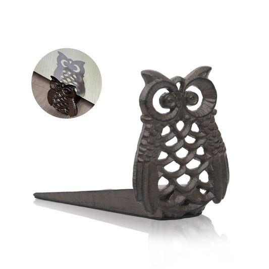 Linton-Cute Owl Iron Door Stop - Heavy Duty Door Stop, Fun Door Stoppers & Functional with Anti-Slip Base - Ideal for Home & Office (Wall Protector Provided)