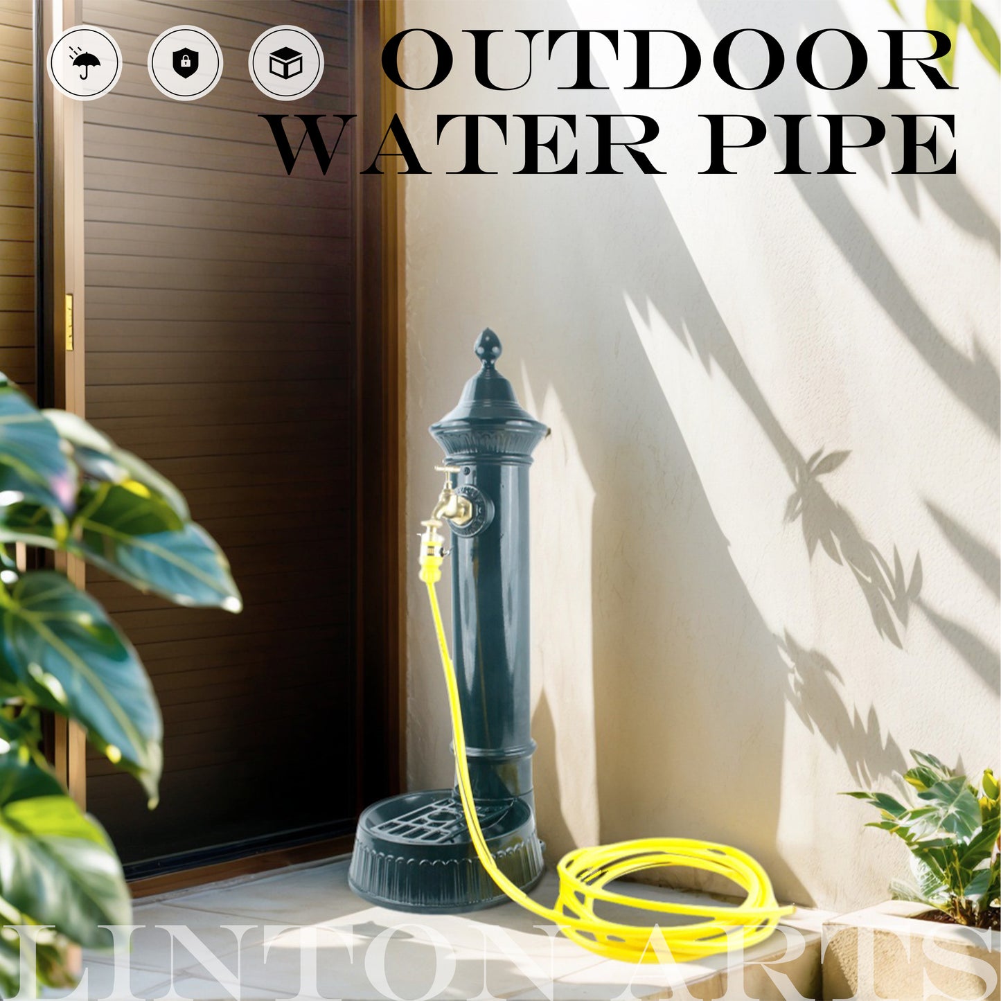 Linton Cast Iron Outdoor Water Column with Faucet, Freestanding Floor Mounted Hydrant Water Tap, Garden Hydrant With Faucet Retro Water Column for Garden Farm Pasture Backyard Irrigation Washing