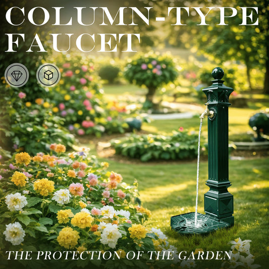 Vintage Cast Aluminum Outdoor Water Column with Frost-Proof Faucet – Outdoor ater Column with faucet, Heavy-Duty Floor Mounted water column for Backyard, Farm, Irrigation(32in/82cm）