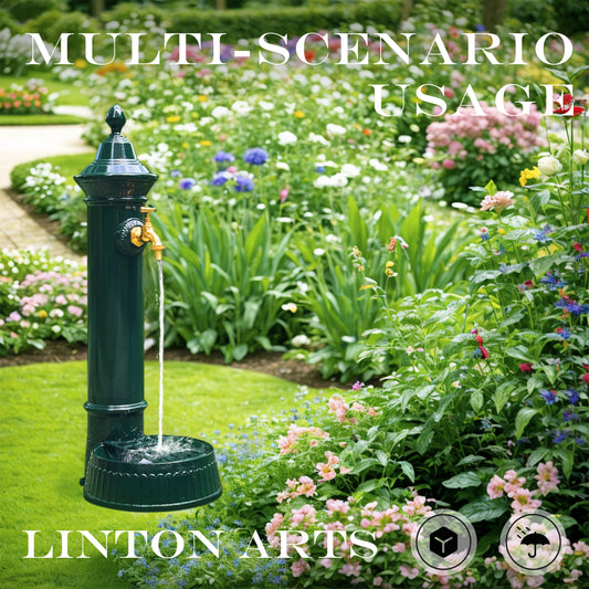 Linton Cast Iron Outdoor Water Column with Faucet, Freestanding Floor Mounted Hydrant Water Tap, Garden Hydrant With Faucet Retro Water Column for Garden Farm Pasture Backyard Irrigation Washing