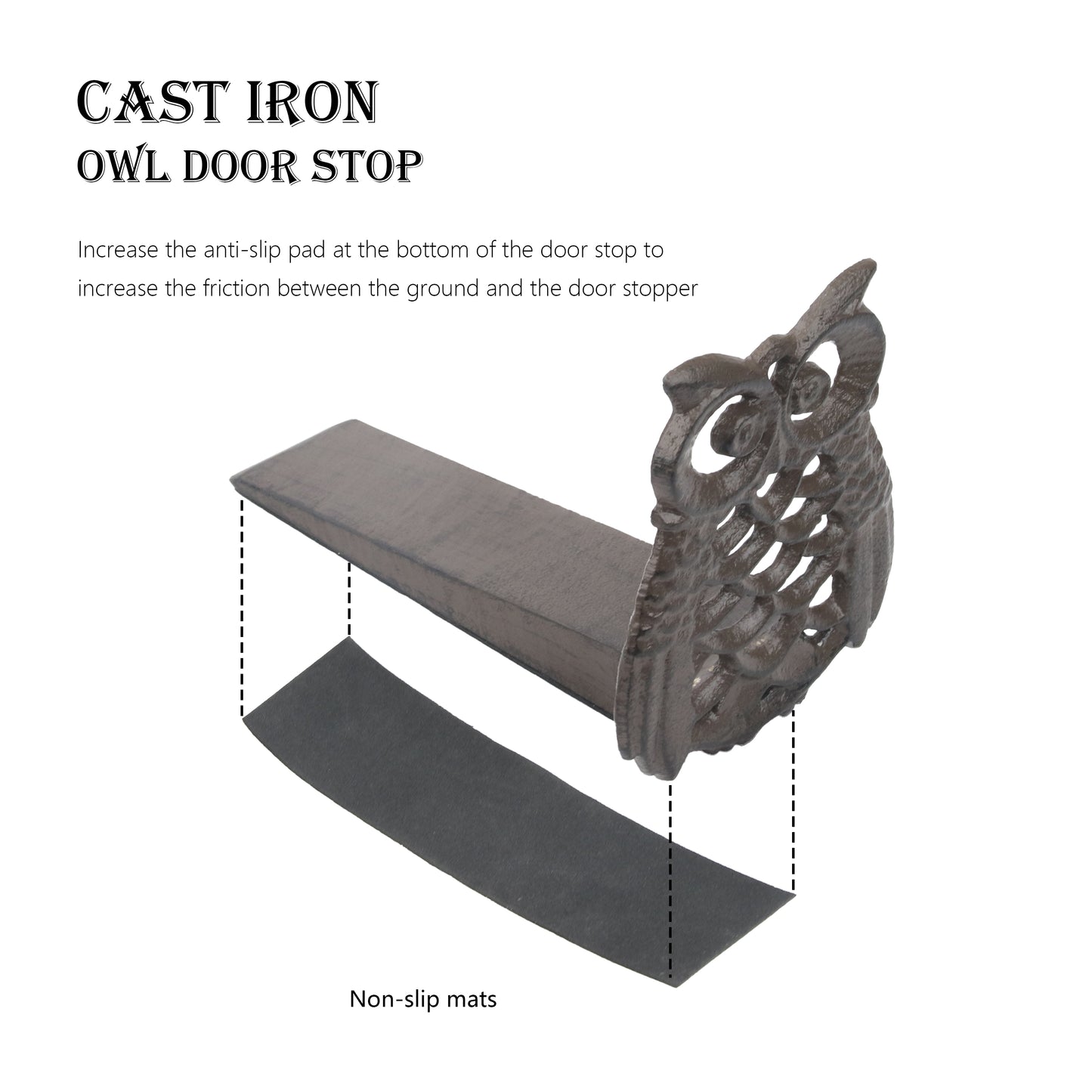 Linton-Cute Owl Iron Door Stop - Heavy Duty Door Stop, Fun Door Stoppers & Functional with Anti-Slip Base - Ideal for Home & Office (Wall Protector Provided)