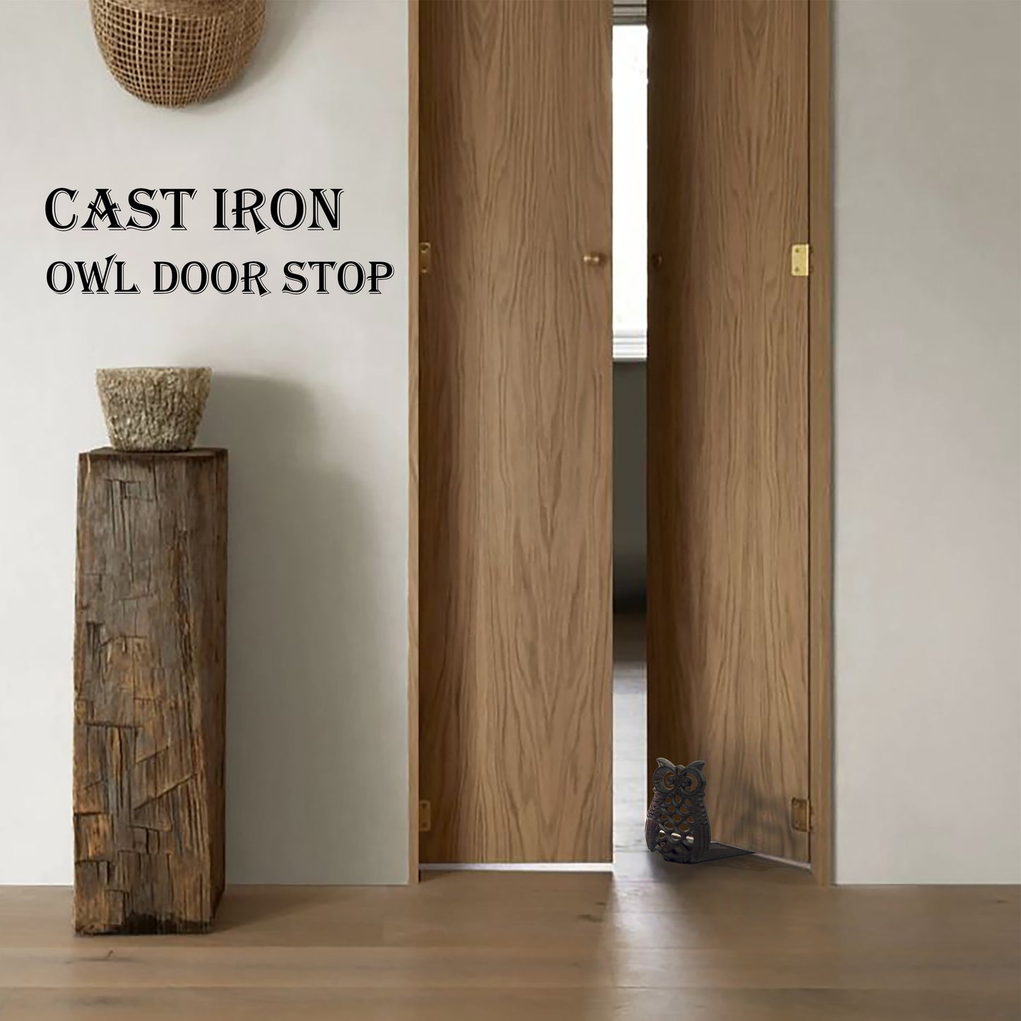 Linton-Cute Owl Iron Door Stop - Heavy Duty Door Stop, Fun Door Stoppers & Functional with Anti-Slip Base - Ideal for Home & Office (Wall Protector Provided)