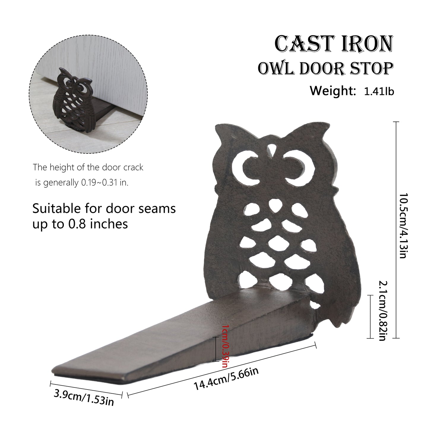 Linton-Cute Owl Iron Door Stop - Heavy Duty Door Stop, Fun Door Stoppers & Functional with Anti-Slip Base - Ideal for Home & Office (Wall Protector Provided)