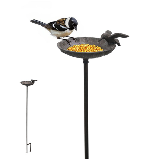 Linton Arts Cast Iron Standing Bird Feeder, 38.97" Outdoor Shell-Shaped  with Decorative , Rust-Resistant Heavy Duty Bird Feeder for Garden, Yard, Patio