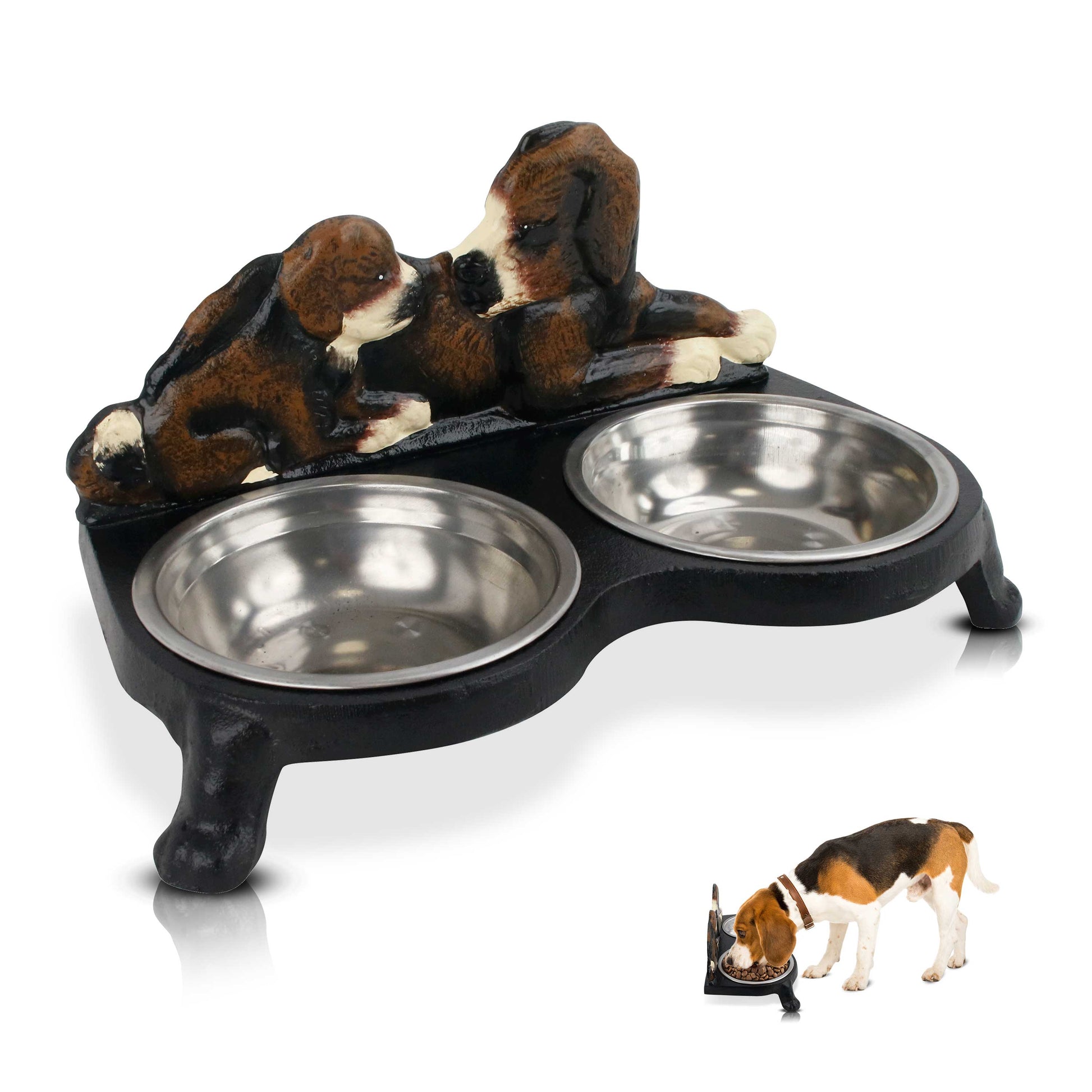 Cast Iron Dog Bowl Stand，
Heavy Duty Elevated Dog Feeder for Large Breeds,