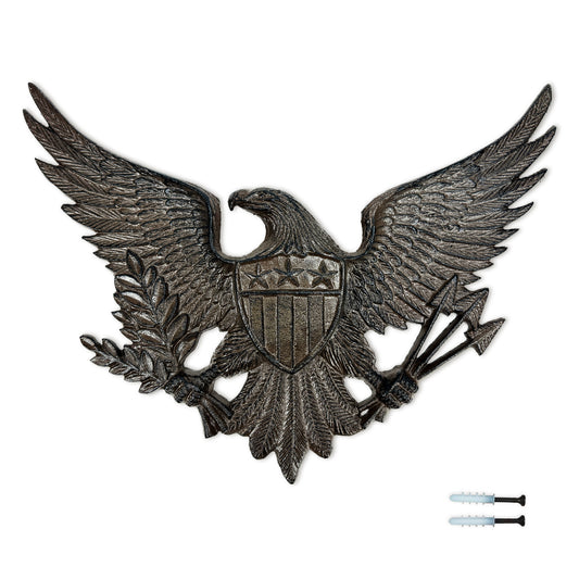 Cast Iron Black Eagle Wall Decor, Outdoor Metal Eagle Statue for Wall Art