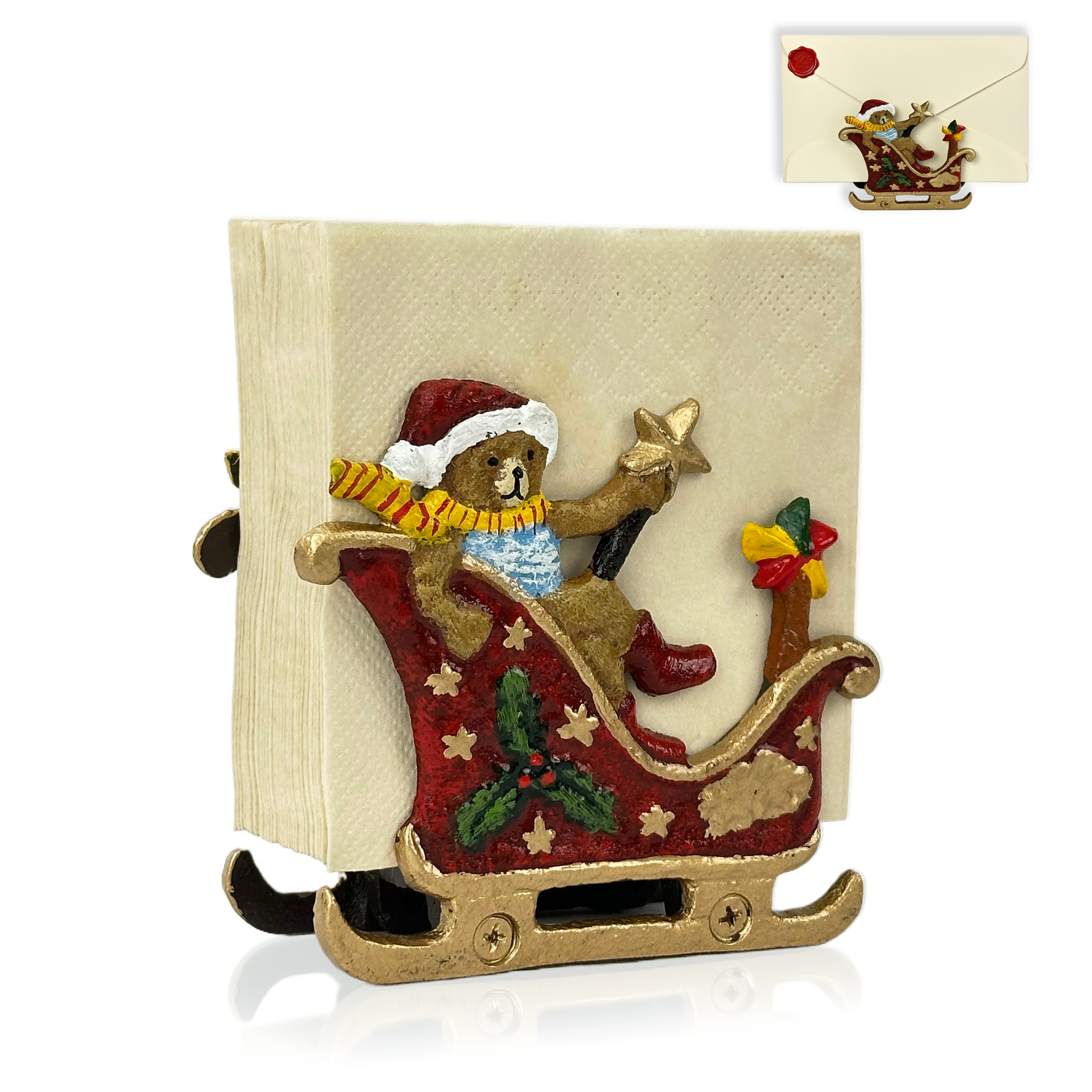 Christmas Sleigh Design Retro Industrial Tissue Paper Dispenser for Table,
Unique Holiday Home Decor