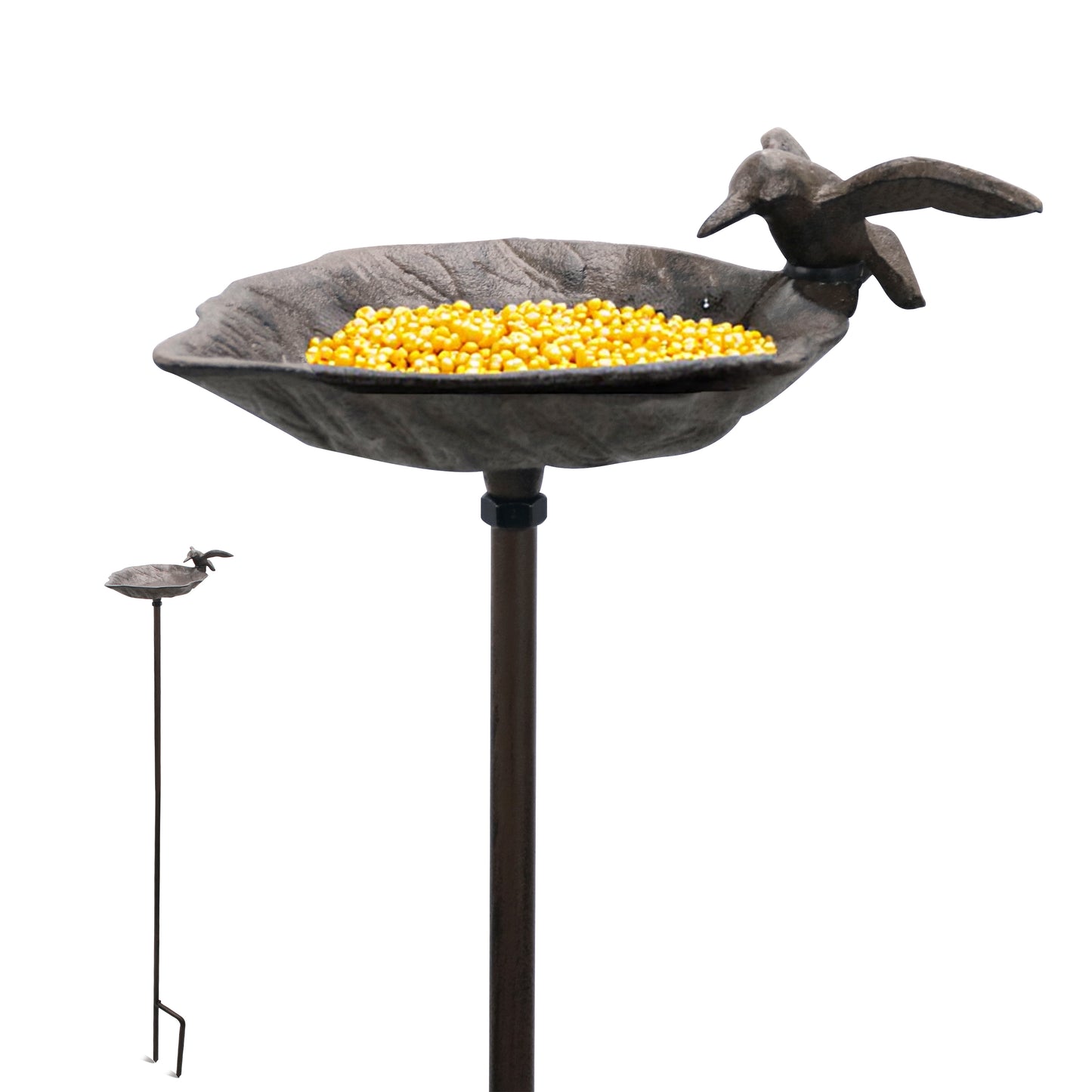 Cast Iron Standing Bird Feeder, 
Outdoor Leaf-Shaped Bird Feeders with Decorative