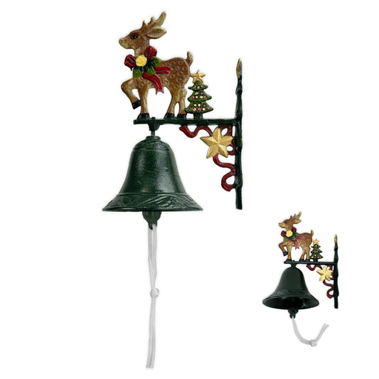 Christmas Outdoor Dinner Bell, 
Cast Iron Hand-Painted Rustic Dinner Bell with Bracket