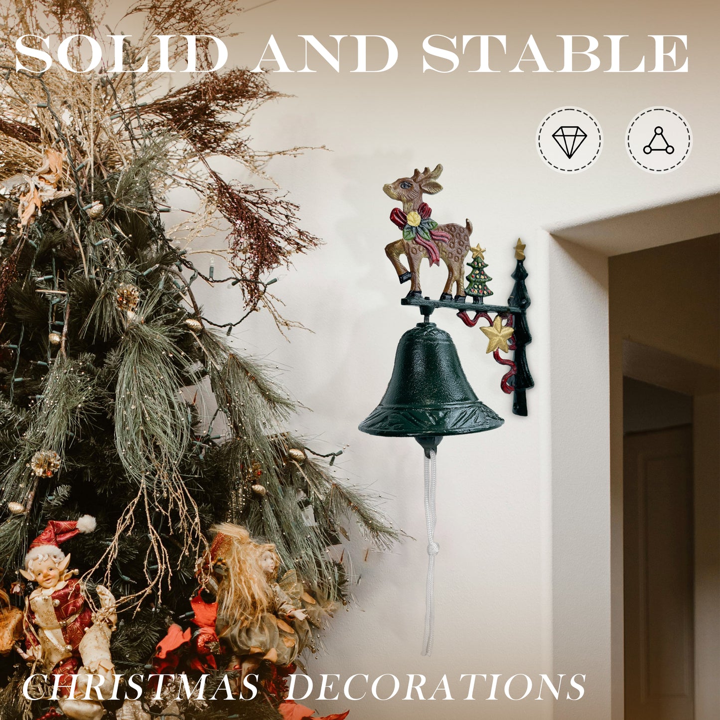 Christmas door bell，
big bell，
vintage christmas decor