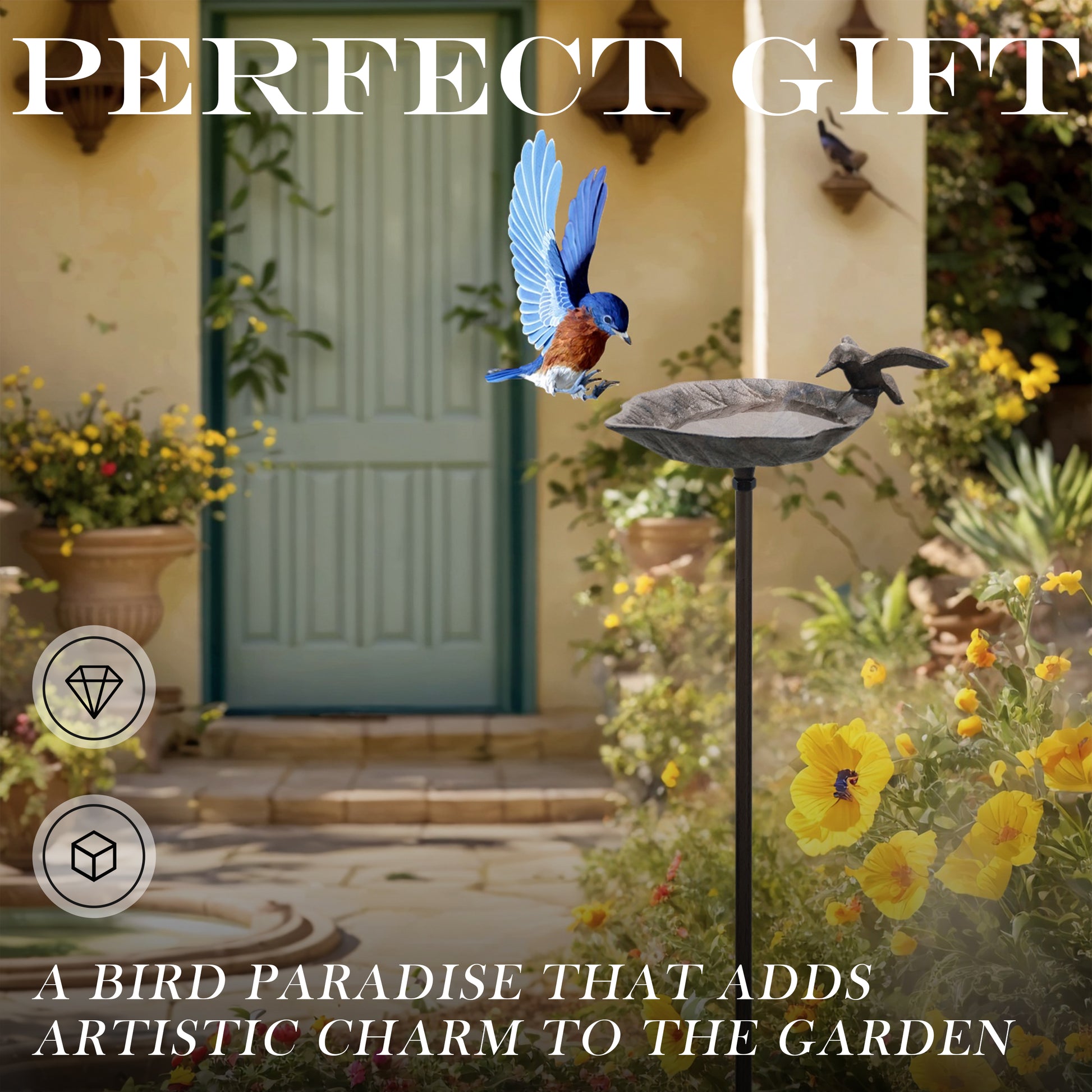 Cast Iron Standing Bird Feeder, 
Outdoor Leaf-Shaped Bird Feeders with Decorative