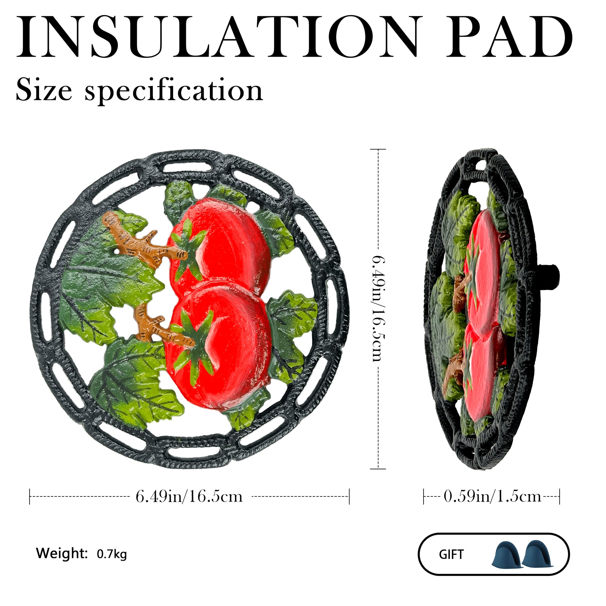 Round Tomato Metal Trivet for Hots Pots and Pans, 
Rustic Themed Kitchen Decorative Trivets