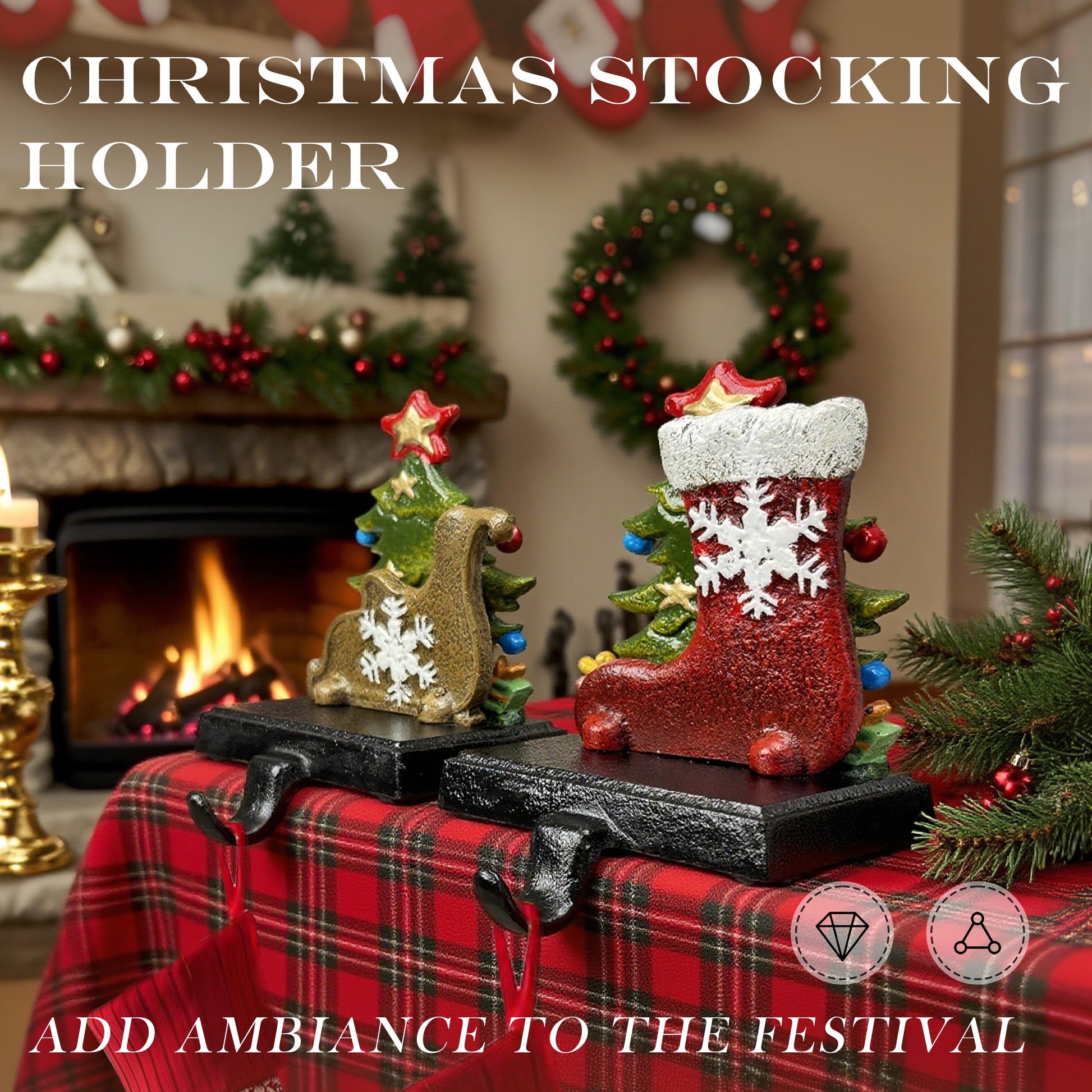 Heavy Duty Cast Iron Christmas Stocking Holders,
Stocking Holders for Mantle and Stocking Hook
christmas stocking holder