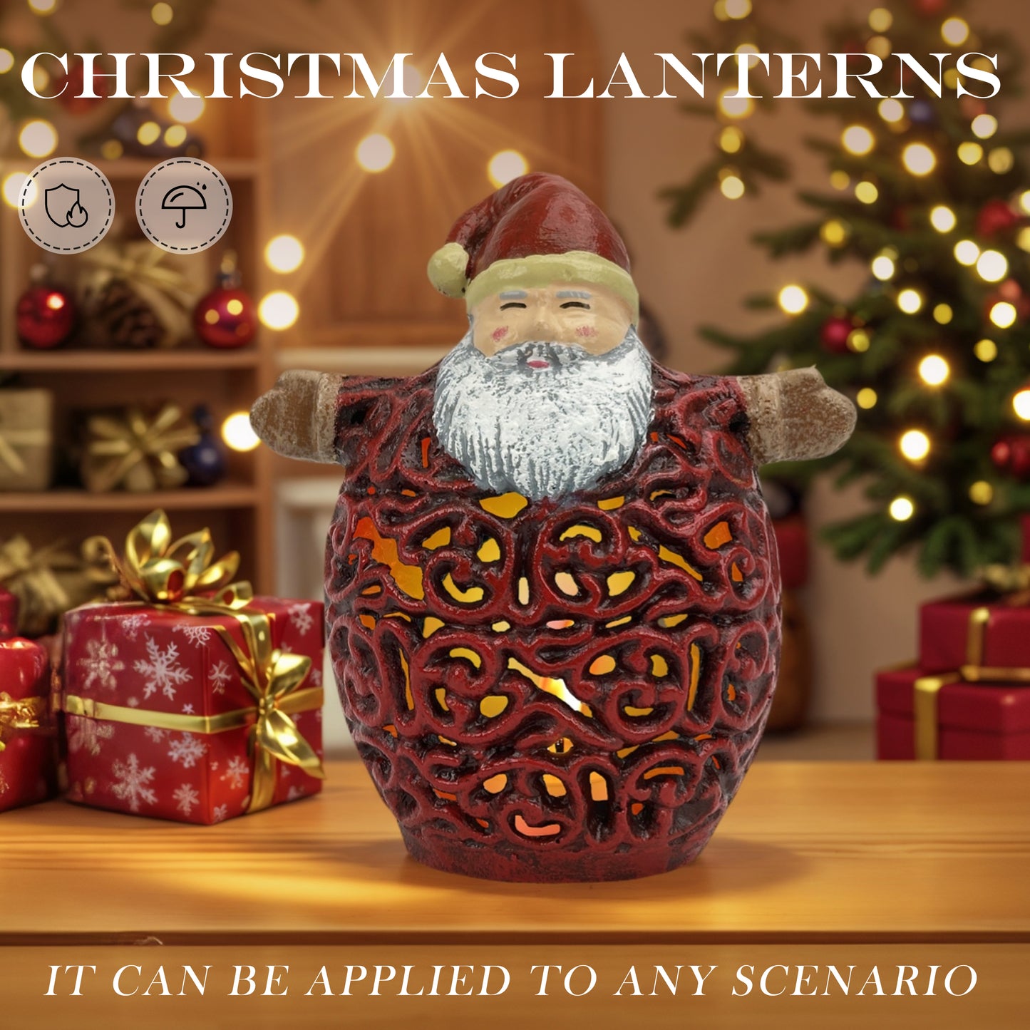 christmas lantern，
christmas lantern decor,
santa claus centerpiece,