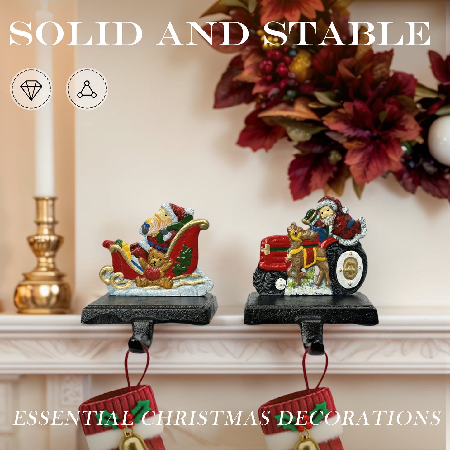 christmas stocking holders,
Cast Iron Christmas Stocking Holders for Mantle，
stocking holders for mantle ，