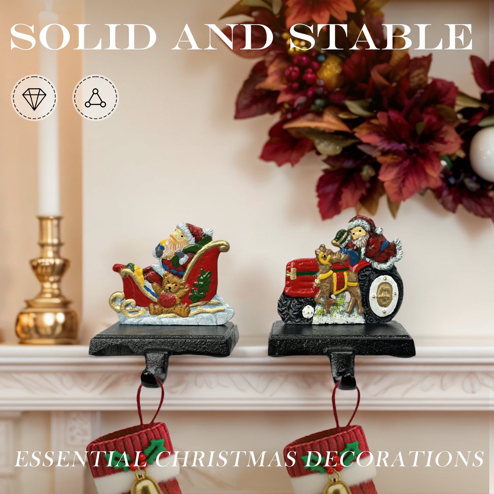christmas stocking holders,
Cast Iron Christmas Stocking Holders for Mantle，
stocking holders for mantle ，