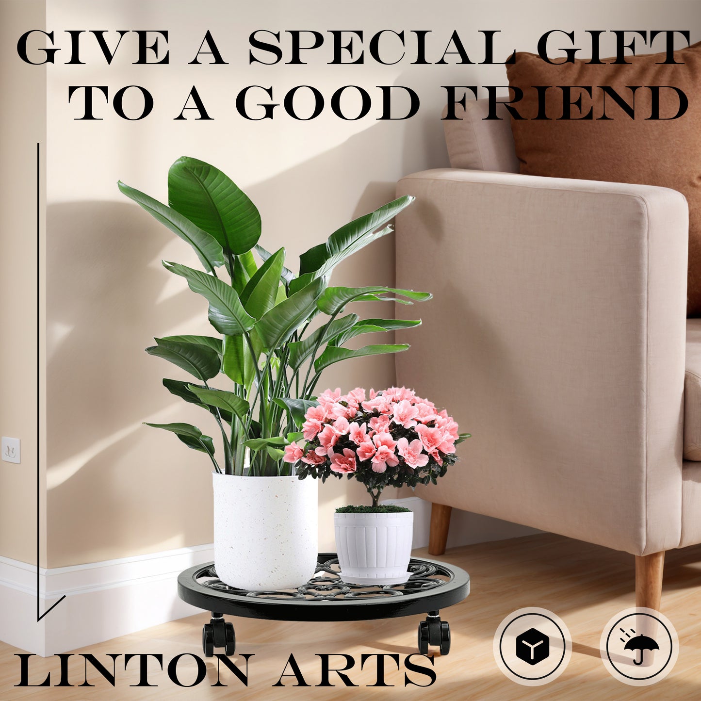 plant caddy,
flower plants base, 
movable base for flower pot, 