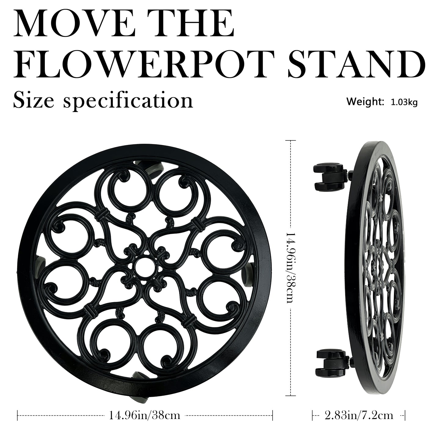 rolling plant stand, 
heavy duty plant caddy with wheels