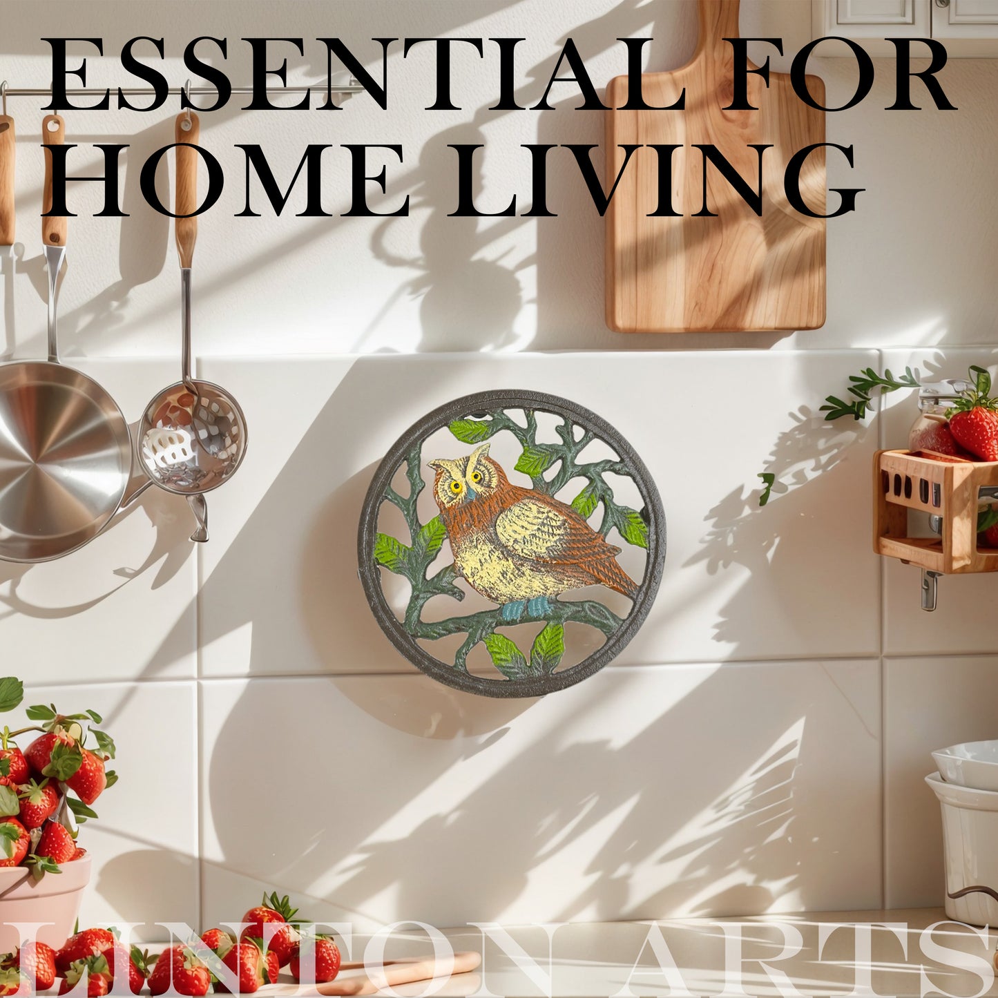 owl kitchen decor,
heat resistant trivet, 
rustic table decor